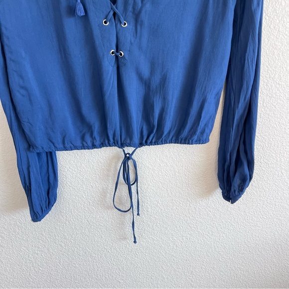 Faithfull The Brand Lace Up Long Sleeve Cropped Blouse - Picture 3 of 11